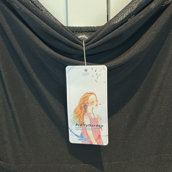 Pretty Garden Black Ruffle Bodycon Maxi Cocktail Sleeveless Dress Size S NWT - Picture 14 of 16